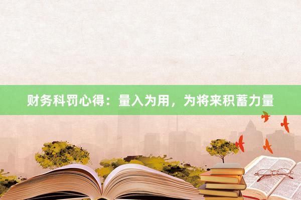 财务科罚心得：量入为用，为将来积蓄力量