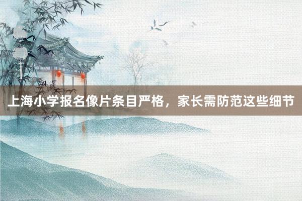 上海小学报名像片条目严格，家长需防范这些细节
